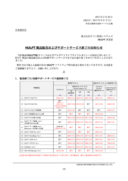 HULFT 製品販売およびサポートサービス終了のお知らせ