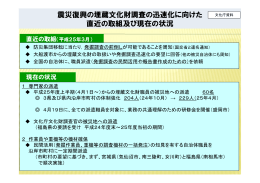 震災復興の埋蔵文化財調査の迅速化に向けた 直近の取組及び