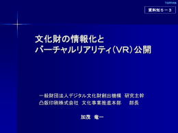 文化財の情報化とバーチャルリアリティ（VR）公開（加茂構成員提出資料）