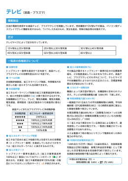 テレビ（液晶・プラズマ） - 省エネ型製品情報サイト