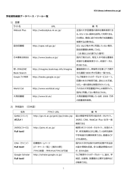 学術資料検索データベース・ツール一覧
