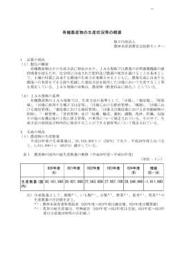 有機農産物の生産状況等の概要 - 農林水産消費安全技術センター