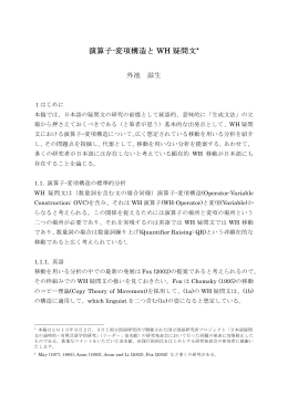 演算子-変項構造と WH 疑問文 - 日本語疑問文の通時的・対照言語学的