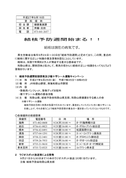 結核予防週間始まる！！