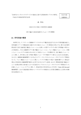 森 伸也 原子論から始まる統合シミュレータの開発 &sect;1．研究実施の概要