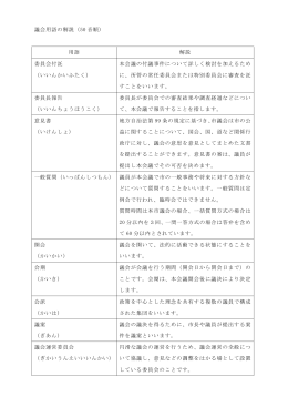 議会用語の解説（50 音順） 用語 解説 委員会付託 （いいんかいふたく） 本