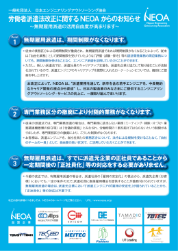 「労働者派遣法改正に関するNEOA からのお知らせ」パンフレット