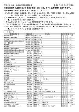 各健診は次の＜凡例＞に示す健診の欄に「印」が付いている