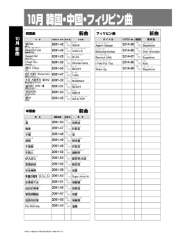10月 韓国・中国・フィリピン曲