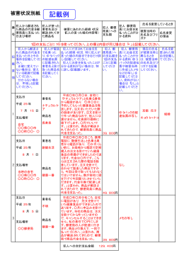 被害状況別紙記載例