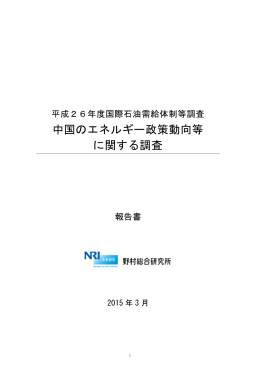 中国のエネルギー政策動向等 に関する調査