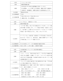 名称 くらしいきいき会 分野 消費者問題全般 活動 日常生活の中