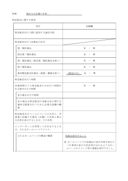 別紙 薬局又は店舗の名称： 特定販売に関する事項 項目 記載欄 特定