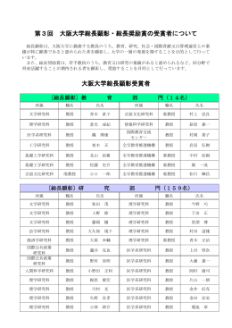第3回 大阪大学総長顕彰・総長奨励賞受賞者名簿（PDF）