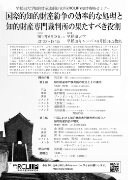 知的財産専門裁判所の果たすべき役割 国際的知的財産紛争の効率的な