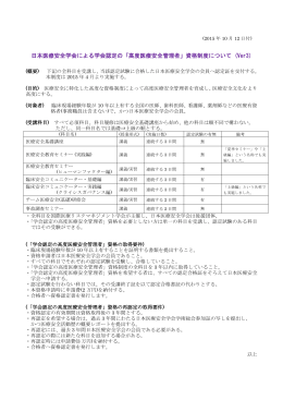 日本医療安全学会による学会認定の「高度医療安全管理者」資格制度