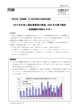 2013 年の老人福祉事業者の倒産、2000 年以降で最多