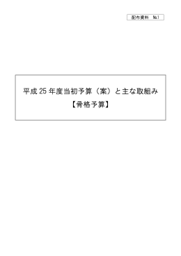 平成 25 年度当初予算（案）と主な取組み 【骨格予算】