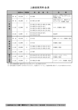 上級室使用料金表
