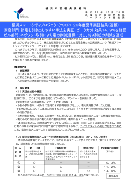 横浜スマートシティプロジェクト(YSCP) 26年度夏季実証結果