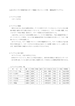 各プログラムの概要及び履修科目