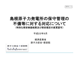 島根原子力発電所の保守管理の 備等 対する対応 不備等に対する対応