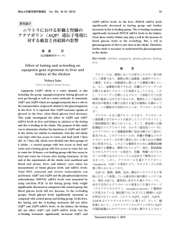 （AQP）遺伝子発現に 対する絶食と再給餌の影響