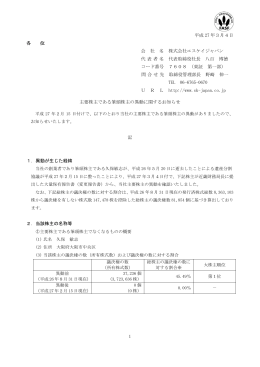 主要株主である筆頭株主の異動に関するお知らせ