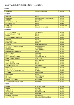 プレミアム商品券取扱店舗一覧（9／28現在）