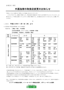 外国為替の取扱店変更のお知らせ(PDF:132KB)