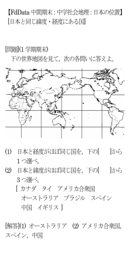 日本と同じ緯度・経度にある国