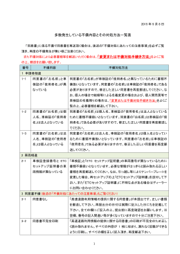 多数発生している不備内容とその対処方法一覧表