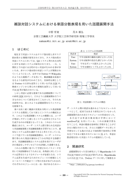 雑談対話システムにおける単語分散表現を用いた話題展開手法