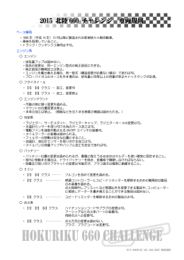 2015 北陸 660 チャレンジ 車両規則
