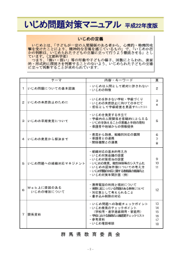 いじめ問題対策マニュアル平成22年度版