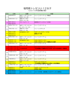 2015 U12女子福岡県トレセン年間活動計画