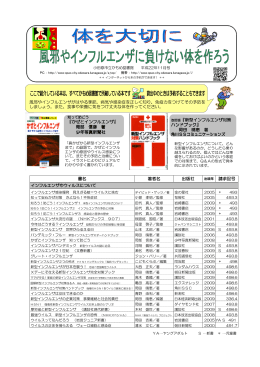 書名 著者名 出版社 請求記号 改訂版『新型インフルエンザ対策 新型