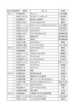 受入月日 登録番号 著者名 書 名 出版社 15379 岩田明子 どっしーん 大