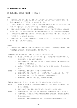 ⑶ 結婚や出産に対する意識 ① 結婚、離婚、出産に対する意識 （ 問 14