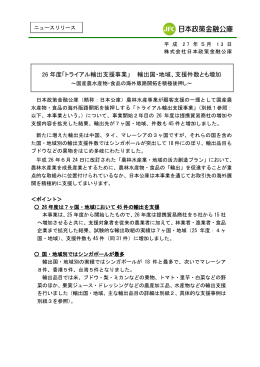 26 年度「トライアル輸出支援事業」 輸出国・地域