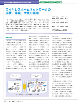 ワイヤレスホームネットワークの 現状，課題，今後の展開