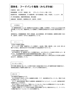 団体名：フードバンク鳥取（みもざの会）