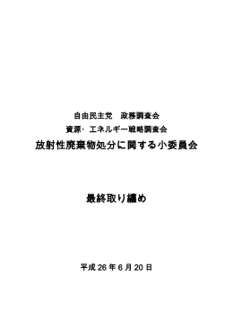 放射性廃棄物処分に関する小委員会 最終取り纏め