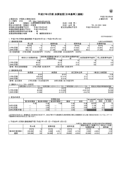 平成27年3月期 決算短信〔日本基準〕（連結）