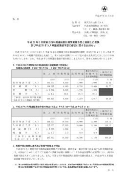 平成 28 年3月期第2四半期連結累計期間業績予想と実績との