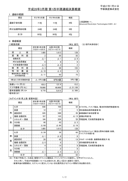 平成28年3月期 第1四半期連結決算概要