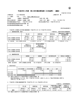 平成28年3月期 第2四半期決算短信〔日本基準〕（連結）