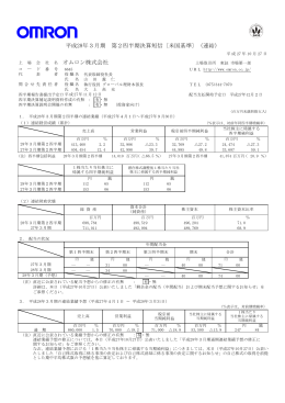 平成28年3月期 第2四半期決算短信〔米国基準〕（連結） オムロン株式会社