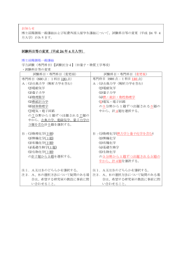 試験科目等の変更（平成 24 年 4 月入学）