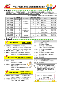 募集園 募集内容 平成27年度糸満市立幼稚園園児募集の案内